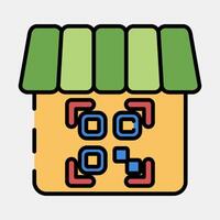 Icon shop barcode. Barcode and qr code elements. Icons in filled line style. Good for prints, posters, logo, advertisement,infographics, etc. vector