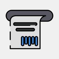Icon receipt. Barcode and qr code elements. Icons in filled line style. Good for prints, posters, logo, advertisement,infographics, etc. vector