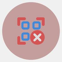 Icon rejected qr code. Barcode and qr code elements. Icons in color mate style. Good for prints, posters, logo, advertisement,infographics, etc. vector