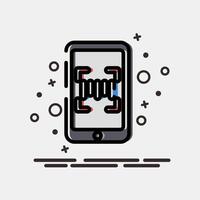 Icon barcode scanner mobile phone. Barcode and qr code elements. Icons in MBE style. Good for prints, posters, logo, advertisement,infographics, etc. vector