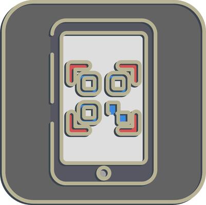 Icon qr code scanner mobile phone. Barcode and qr code elements. Icons in embossed style. Good for prints, posters, logo, advertisement,infographics, etc.