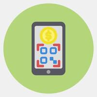 Icon online payment. Barcode and qr code elements. Icons in color mate style. Good for prints, posters, logo, advertisement,infographics, etc. vector