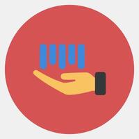 Icon barcode on hand. Barcode and qr code elements. Icons in color mate style. Good for prints, posters, logo, advertisement,infographics, etc. vector