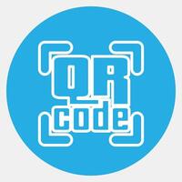 Icon qr code symbol. Barcode and qr code elements. Icons in blue round style. Good for prints, posters, logo, advertisement,infographics, etc. vector