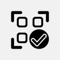 Icon confirmed qr code. Barcode and qr code elements. Icons in glyph style. Good for prints, posters, logo, advertisement,infographics, etc. vector