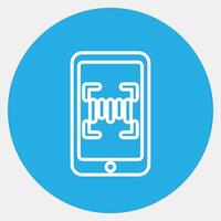 Icon barcode scanner mobile phone. Barcode and qr code elements. Icons in blue round style. Good for prints, posters, logo, advertisement,infographics, etc. vector