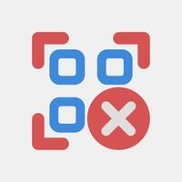 Icon rejected qr code. Barcode and qr code elements. Icons in flat style. Good for prints, posters, logo, advertisement,infographics, etc. vector