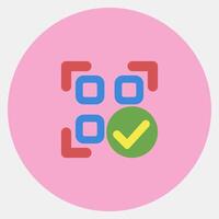 Icon confirmed qr code. Barcode and qr code elements. Icons in color mate style. Good for prints, posters, logo, advertisement,infographics, etc. vector