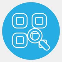 Icon qr code review. Barcode and qr code elements. Icons in blue round style. Good for prints, posters, logo, advertisement,infographics, etc. vector
