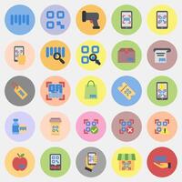 Icon set of barcode. Barcode and qr code elements. Icons in color mate style. Good for prints, posters, logo, advertisement,infographics, etc. vector