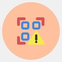 Icon qr code warning. Barcode and qr code elements. Icons in color mate style. Good for prints, posters, logo, advertisement,infographics, etc. vector