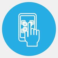 Icon select qr code. Barcode and qr code elements. Icons in blue round style. Good for prints, posters, logo, advertisement,infographics, etc. vector