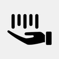 Icon barcode on hand. Barcode and qr code elements. Icons in glyph style. Good for prints, posters, logo, advertisement,infographics, etc. vector
