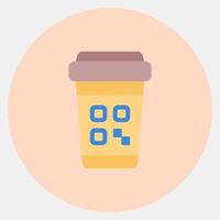 Icon cup barcode. Barcode and qr code elements. Icons in color mate style. Good for prints, posters, logo, advertisement,infographics, etc. vector