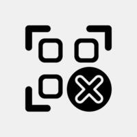 Icon rejected qr code. Barcode and qr code elements. Icons in glyph style. Good for prints, posters, logo, advertisement,infographics, etc. vector