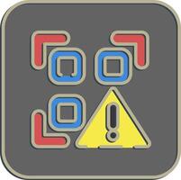 Icon qr code warning. Barcode and qr code elements. Icons in embossed style. Good for prints, posters, logo, advertisement,infographics, etc. vector