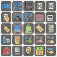 Icon set of barcode. Barcode and qr code elements. Icons in embossed style. Good for prints, posters, logo, advertisement,infographics, etc. vector