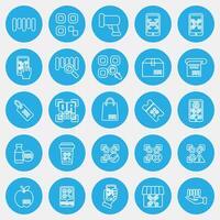 Icon set of barcode. Barcode and qr code elements. Icons in blue round style. Good for prints, posters, logo, advertisement,infographics, etc. vector