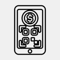 Icon online payment. Barcode and qr code elements. Icons in line style. Good for prints, posters, logo, advertisement,infographics, etc. vector