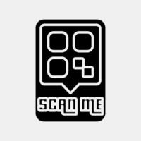 Icon scan me. Barcode and qr code elements. Icons in glyph style. Good for prints, posters, logo, advertisement,infographics, etc. vector