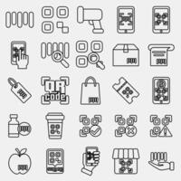 Icon set of barcode. Barcode and qr code elements. Icons in line style. Good for prints, posters, logo, advertisement,infographics, etc. vector