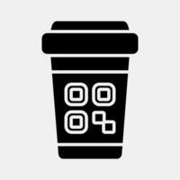 Icon cup barcode. Barcode and qr code elements. Icons in glyph style. Good for prints, posters, logo, advertisement,infographics, etc. vector