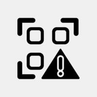 Icon qr code warning. Barcode and qr code elements. Icons in glyph style. Good for prints, posters, logo, advertisement,infographics, etc. vector