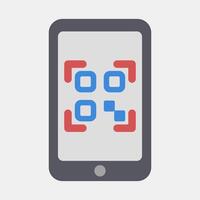 Icon qr code scanner mobile phone. Barcode and qr code elements. Icons in flat style. Good for prints, posters, logo, advertisement,infographics, etc. vector