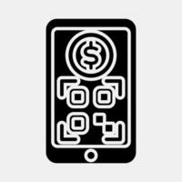 Icon online payment. Barcode and qr code elements. Icons in glyph style. Good for prints, posters, logo, advertisement,infographics, etc. vector