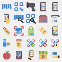 Icon set of barcode. Barcode and qr code elements. Icons in flat style. Good for prints, posters, logo, advertisement,infographics, etc. vector
