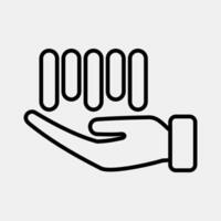Icon barcode on hand. Barcode and qr code elements. Icons in line style. Good for prints, posters, logo, advertisement,infographics, etc. vector