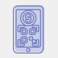 Icon online payment. Barcode and qr code elements. Icons in two tone style. Good for prints, posters, logo, advertisement,infographics, etc. vector