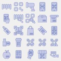 Icon set of barcode. Barcode and qr code elements. Icons in two tone style. Good for prints, posters, logo, advertisement,infographics, etc. vector