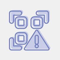 Icon qr code warning. Barcode and qr code elements. Icons in two tone style. Good for prints, posters, logo, advertisement,infographics, etc. vector