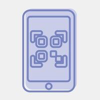 Icon qr code scanner mobile phone. Barcode and qr code elements. Icons in flat style. Good for prints, posters, logo, advertisement,infographics, etc. vector