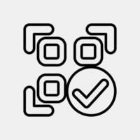 Icon confirmed qr code. Barcode and qr code elements. Icons in line style. Good for prints, posters, logo, advertisement,infographics, etc. vector