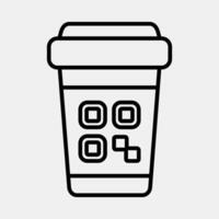 Icon cup barcode. Barcode and qr code elements. Icons in line style. Good for prints, posters, logo, advertisement,infographics, etc. vector