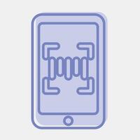 Icon barcode scanner mobile phone. Barcode and qr code elements. Icons in two tone style. Good for prints, posters, logo, advertisement,infographics, etc. vector