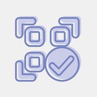 Icon confirmed qr code. Barcode and qr code elements. Icons in two tone style. Good for prints, posters, logo, advertisement,infographics, etc. vector