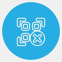 Icon rejected qr code. Barcode and qr code elements. Icons in blue round style. Good for prints, posters, logo, advertisement,infographics, etc. vector