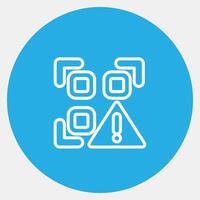 Icon qr code warning. Barcode and qr code elements. Icons in blue round style. Good for prints, posters, logo, advertisement,infographics, etc. vector