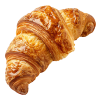A freshly baked croissant, golden and flaky, isolated on a transparent background png