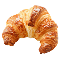 A freshly baked croissant, golden and flaky, isolated on a transparent background png