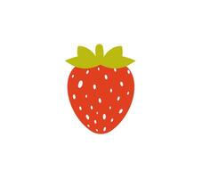 Strawberry isolated on white background. Simple hand drawn red summer fruit. Perfect for icon, logo, sticker, menu element and so on vector