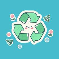 Cheerful and Playful Recycling Symbol with Green Arrows and Colorful Elements vector