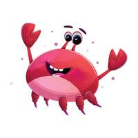 Red crab with large, friendly eyes and an engaging smile, positioned against a clean white backdrop vector