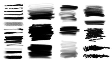 Hand drawn charcoal pencil lines and broad strokes set. collection of various charcoal and crayons doodles isolated on white background.Crayons underlining,grunge texture elements set vector