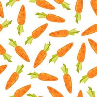 Seamless pattern with carrot in flat style on white background. Healthy food. Cartoon carrots in flat style. Vegetable. Pattern for textile, wrapping paper, background. vector