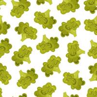 Seamless pattern with broccoli in flat style on white background. Healthy food. Cartoon broccoli in flat style. Vegetable. Pattern for textile, wrapping paper, background. vector