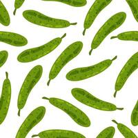 Seamless pattern with cucumber in flat style on white background. Healthy food. Cartoon cucumber in flat style. Vegetable. Pattern for textile, wrapping paper, background. vector